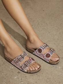 Women's Wedge Heel And Thick Bottom Sandals, Suitable For Daily Wear - Pink - View 3