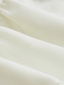 SHEIN MOD 夏季浪漫杏色露肩上衣，荷叶边下摆不对称下摆 - 杏色 - 查看 4