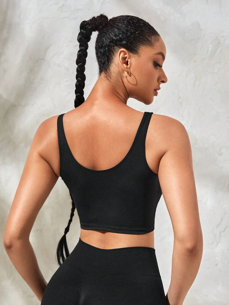 Women Fashionable Drawstring Detail Summer Crop Sports Tank Top