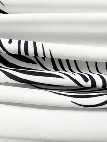 女士度假热带植物印花长款连衣裙搭配单排扣衬衫裙，春夏新品 - 白色 - 查看 3