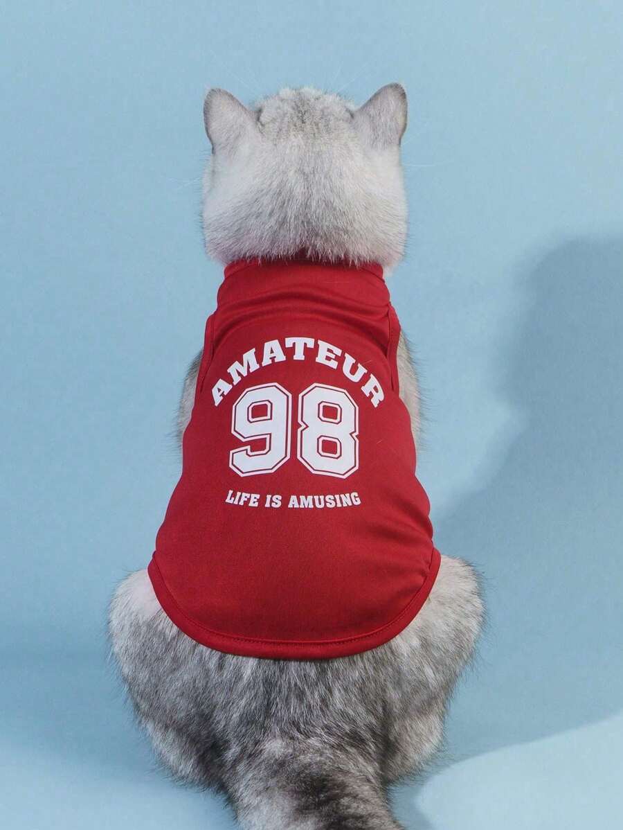 PETSIN Amateur 98 Red Sports Style Printed Pet Vest 1pc - Multicolor - View 1
