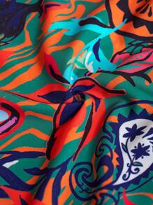 Slaydiva Falda envolvente con estampado de paisley, parches y flecos en la dobladillo para mujer de talla grande, para el verano