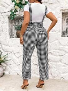 Calvaya Kích thước lớn Giải trí Eo cao Họa tiết Nanh sói In Áo liền quần Với Nghiêng Túi - Đen và trắng - Xem 2