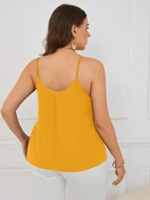 SHEIN Clasi 大尺碼女性簡約款美國國旗印花日常背心，七月四日紀念日專用 - 黃色 - 查看 2