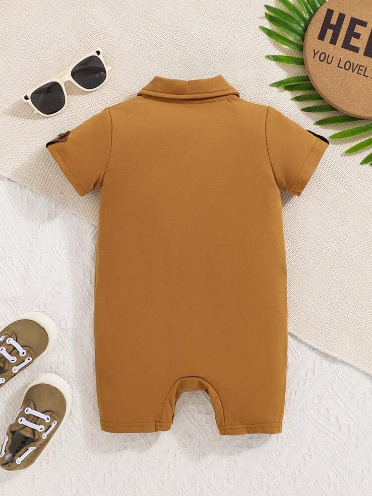 Baby Boy Summer Short Sleeve Casual Letter Pattern Romper