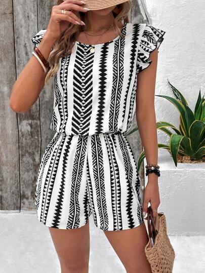 Breezaya 女性背帶花卉印花荷葉邊假日風格連身褲