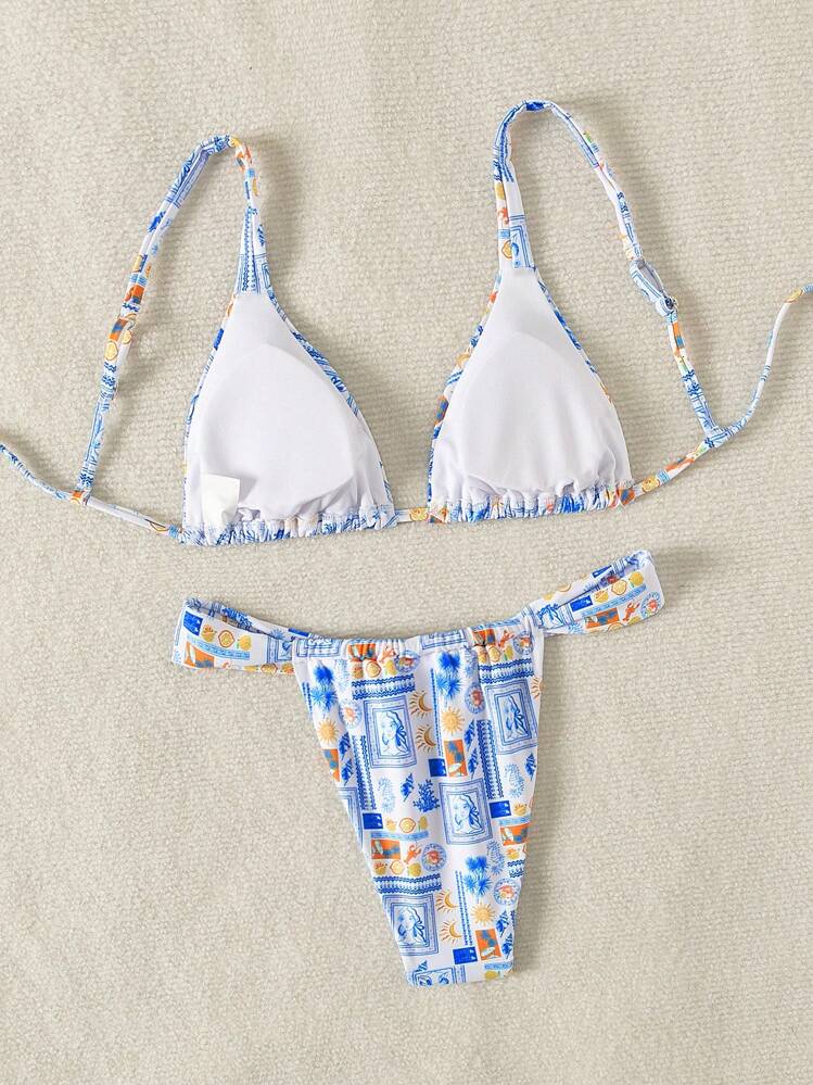 Swim Mod 夏季沙灘女士度假全印花比基尼套裝 - 彩色 - 查看 2