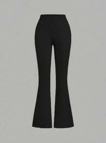 SHEIN ChillGRL Tween Girl Summer Casual Two-Piece Set With Letter & Heart Print Round Neck Short Sleeve T-Shirt And Flare Pants - Black and White - View 5