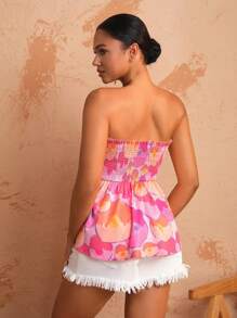 Debra Valencia Designer Bow Knot Printed Tube Top, For Summer, Holiday, Vacation, Spring, Going Out, Festival, Ibiza Fits
