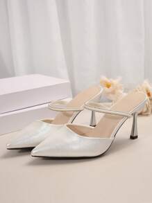 新款時尚多才多藝高跟鞋，細高跟設計 - 白色 - 查看 5