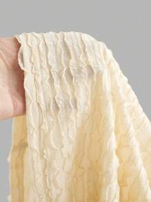 SHEIN WYWH Women Solid Color Textured Backless Halter Neck Dress For Summer - Apricot - View 5