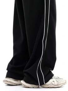 Manfinity Dauomo Pantalon large et ample pour hommes, basique décontracté avec poches latérales et design patchwork