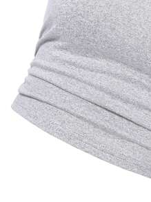 SHEIN 少女纯色短袖休闲 T 恤，夏季简约经典必备，透气舒适 - 灰色 - 查看 4