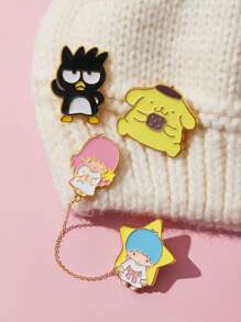 HELLO KITTY AND FRIENDS | SHEIN 4pcs Cartoon Patterned Badge Brooch Set - Multicolor - View 5