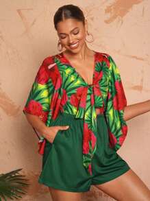BELANGE HANDMADE Diseñador estilo bohemio boho para mujer mono con cintura elástica suelta retorcida, apto para vacaciones, verano, primavera, playa, festival, Ibiza