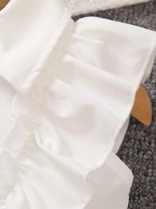 寶寶女孩夏季荷葉邊修飾裝飾鈕扣襯衫 - 白色 - 查看 4