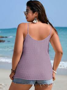 SHEIN Clasi 大码女式花卉刺绣网眼撞色休闲吊带背心夏季上衣