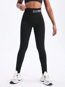SHEIN Tween Girl Letter Detail Sporty Waistband Sport Pants