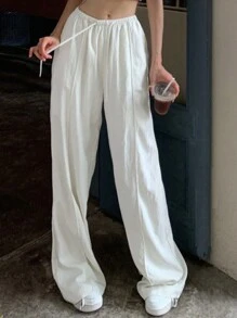 SHEIN EZwear Hose Mit Weitem Bein Und Kordelzug