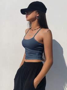 DAZY Women Fashion Solid Color Slim Fit Camisole Tank Top Summer,Halter Top