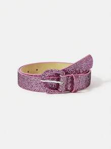 SHEIN ICON 1 Miếng Của phụ nữ Dễ thương , Phong cách đường phố Sáng bóng Long lanh & Kim loại Thắt lưng , Thích hợp Đối với Trường học , Buổi tiệc , Câu lạc bộ đêm , Và Giải trí - Màu đỏ tím - Xem 5