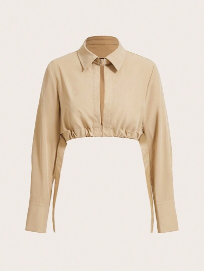 Lunelith SHEIN Lunessa Chaqueta Elegante De Mujer Con Corte Y Mangas Largas Y Cuello De Solapa Con Diseño Calado