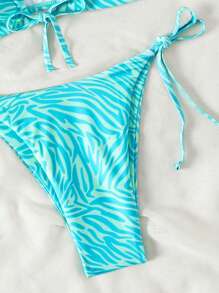SHEIN Swim Random Printed Two-Piece Bikini Set, Summer Beach - Blue - View 5