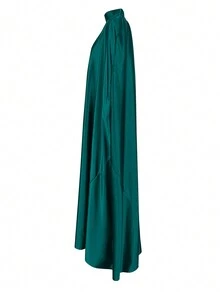 Women's Stand Collar Batwing Sleeve Long Arabic Abaya Robe - Dark Green - View 3