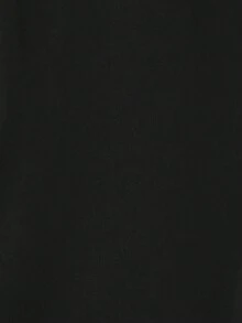 SHEIN LUNE 大碼女性夏季鬆身短袖純色蝙蝠袖上衣，設有側開叉背部 - 黑色 - 查看 6