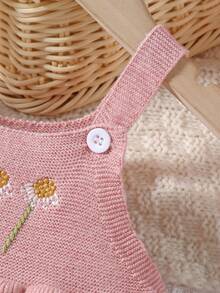 Abito maglia senza maniche primavera/estate per bambina con fiore ricamato - Rosa - Visualizzare 5
