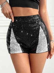 Zolique Shorts De Verano Decorados Con Brillo Para Mujer Con Estilo - Negro - Ver 1