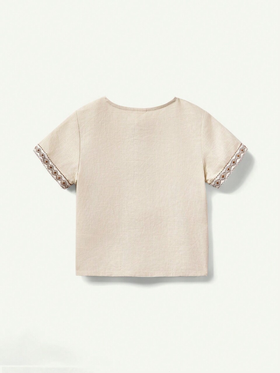 Baby Boy Summer Decorative Woven Tape Round Neck Short Sleeve Cardigan And Casual Shorts Two-Piece Outfits