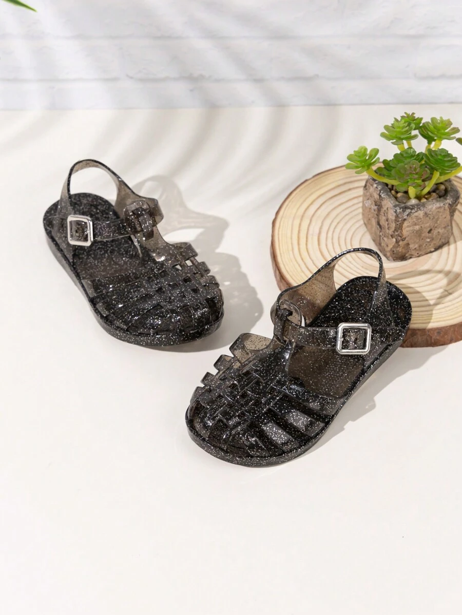 Girls' Crystal Jelly Sandals Beach Flat Shoes For Summer