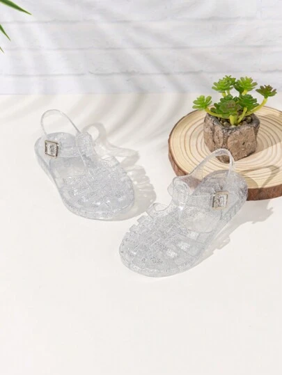 Girls' Summer Crystal Jelly Sandals Beach Flat Sandals Clear Sandals