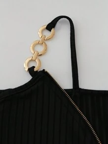 EMERY ROSE Women's Cold Shoulder T-Shirt With Metal Chain Decoration - Multicolor - View 7