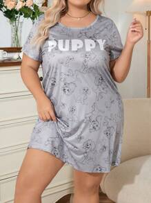 Camisón de verano de manga corta con estampado de letras para perro de talla grande