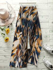 Fashionable Long Loose Wide Leg Geometric Print Pants With An Elegant Style For Spring/Summer