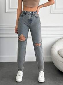 RueChic Coupe droite rigide et détaillée, usée
