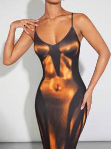 Hauture Vestido estilo cami con impresión de mapa de calor corporal - Multicolor - Ver 3