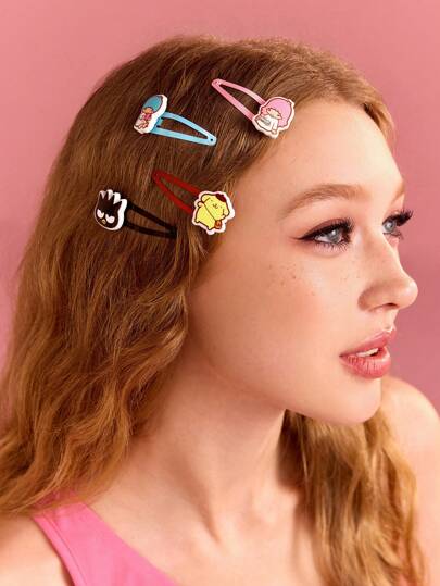 HELLO KITTY AND FRIENDS | SHEIN 6入組可愛的髮夾,適合日常穿著和戶外裝扮
