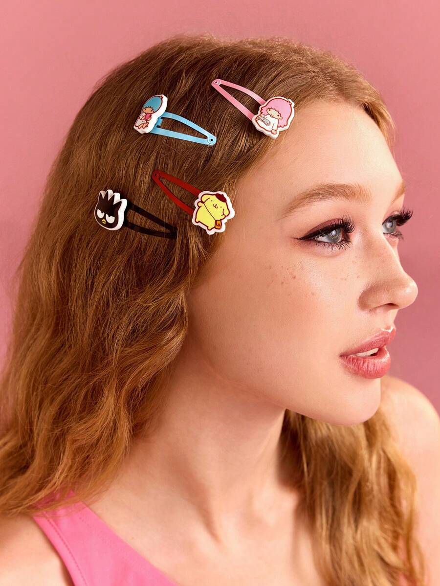 HELLO KITTY AND FRIENDS | SHEIN 6pcs Cute Hair Clips Suitable For Daily Wear And Outdoor Outfits