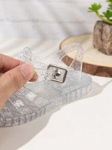 Sandalias Planas De Cristal De Gelatina Para Playa De Verano De Niñas - Blanco - Ver 9