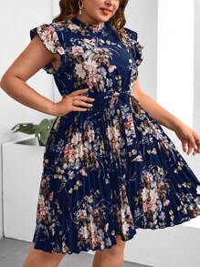 SHEIN Clasi Plus Size Music Festival Floral Printed Ruffle Hem Dress For Summer Vacation - Multicolor - View 7