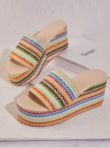 SHUZIA 女士条纹坡跟厚底凉鞋适合度假和旅行 - 彩色 - 查看 2