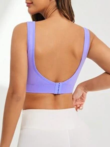 Easithlete Women Solid Color Seamless Sports Bra, Suitable For Yoga And Exercise - Purple - View 3