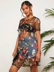 Travachic 假期女性花卉刺繡時尚裙