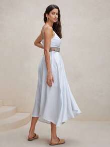 Anewsta Vestido a rayas con bajo asimétrico