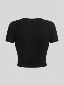 INAWLY Camiseta de manga corta casual de cuello redondo para mujer con estampado de letras, para uso diario en primavera y verano