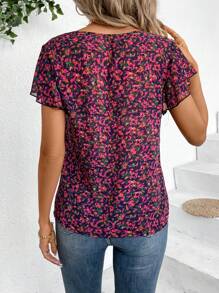 SHEIN Frenchy Vrouwen V-hals Elegant Ontwerp Rucheszoom Shirt