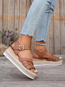 2024 New Fashion Women Wedge Heel Thick Sole Sandals For Casual Beach Vacation
